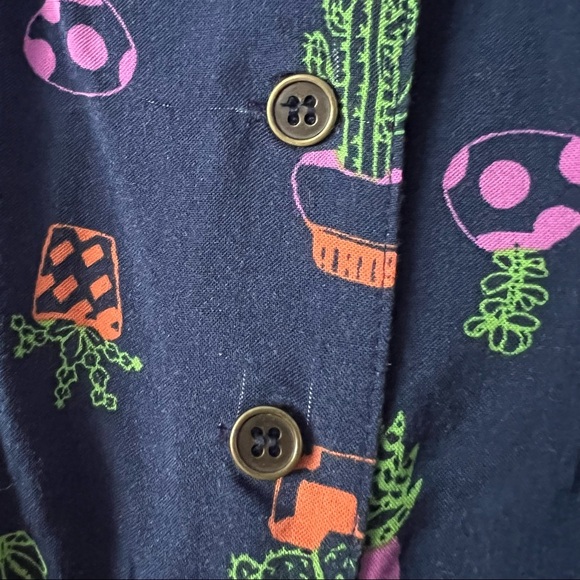 Modcloth Navy Blue Cactus Print Romper Size Small - Picture 5 of 13